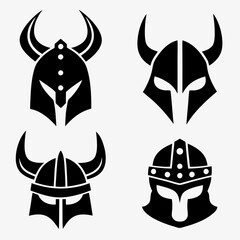 Viking Helmet silhouette Bundle Vector Designs.