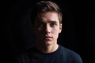 Fototapeta premium Dramatic portrait of a young man in the dark