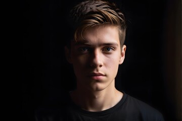 Fototapeta premium Dramatic portrait of a young man in the dark