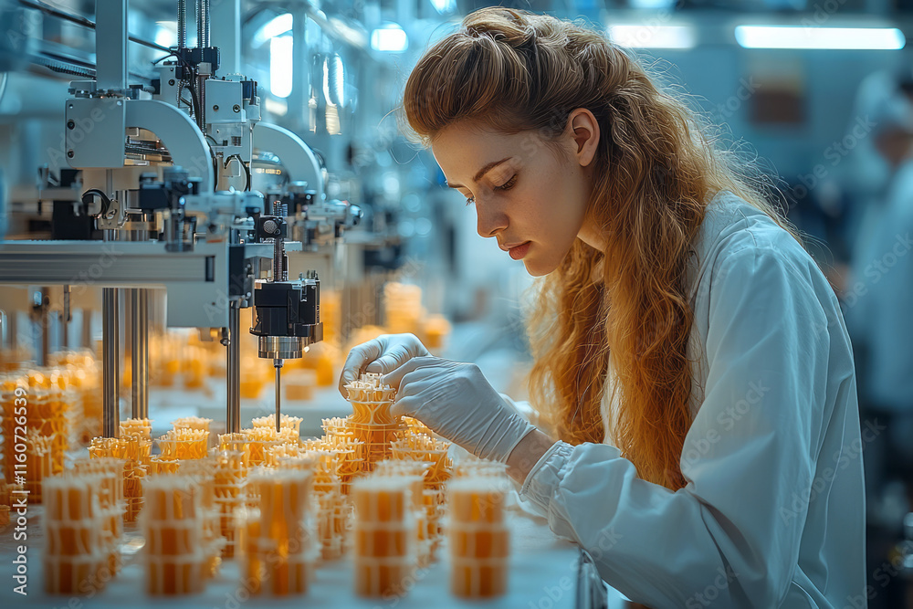 Poster A modern lab with 3D printers creating intricate mechanical parts,