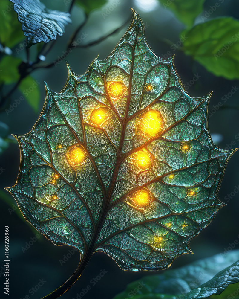 Poster A cross-section of a leaf showing intricate vein structures,