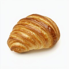 A golden, flaky croissant with a beautifully layered texture, perfect for breakfast or as a delightful snack.