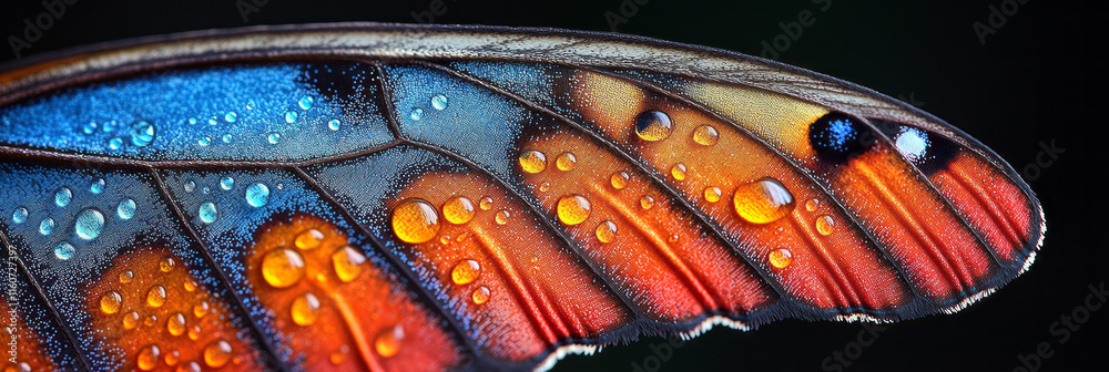 Poster A close-up of a butterfly wing showing intricate patterns,
