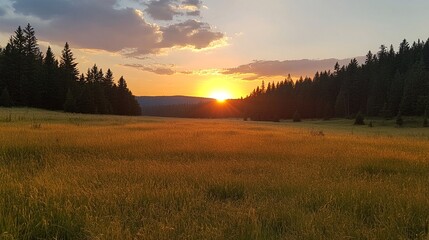 Naklejka premium Sunset over the Field.