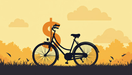 Obraz premium Person Biking in Autumn Landscape