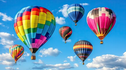Obraz premium Colorful Hot Air Balloons Soaring Through a Vivid Blue Sky
