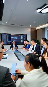 Diverse group of professionals in a meeting, collaborating and planning for success together.