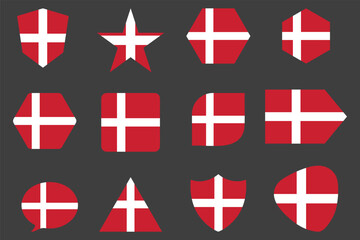 Obraz premium Flag of Denmark Set, Original and simple Denmark flag Bundle, vector illustration of Denmark flag Collection 