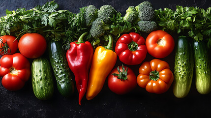 Fresh vegetables paired with ripe, red tomatoes create a beautiful and nutritious centerpiece for any meal