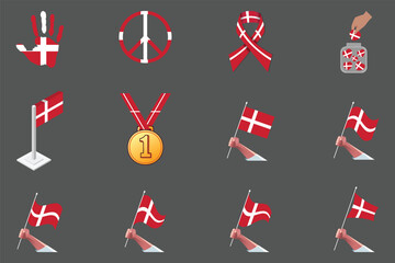 Flag of Denmark Set, Original and simple Denmark flag Bundle, vector illustration of Denmark flag Collection
