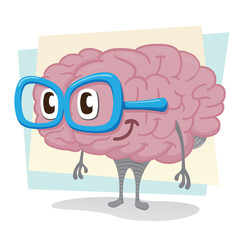 Human brain organ mascot, smart and healthy. Ideal for training and educational materials