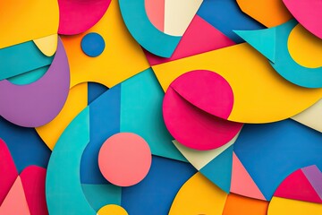 Fototapeta premium An abstract paper - cut design with overlapping geometric shapes in vibrant colors