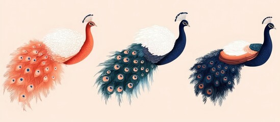 Three Elegant Peacocks: A Trio of Colorful Birds