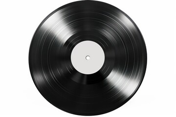 Obraz premium Black vinyl record with blank white label.
