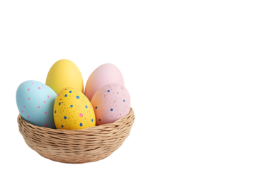 Colorful easter eggs on desk