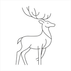 Elegant Deer Line Art Vector Illustration