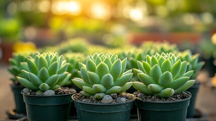 Obraz premium Succulent plants in pots.