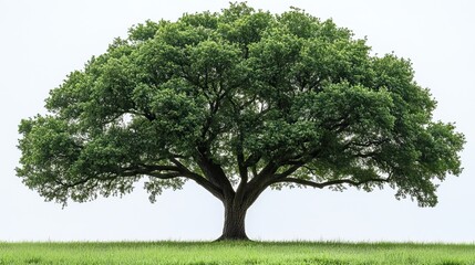 Fototapeta premium A lacebark elm tree with green leaves is isolated on a white background. This evergreen tree represents nature, growth, and ecology, and is known for its timber