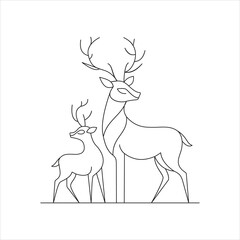 Elegant Deer Line Art Vector Illustration