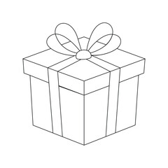 Gift Box with Bow Outline – Festive Line Art for Creative Coloring Fun