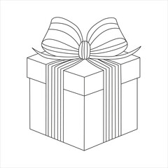 Gift Box with Bow Outline – Festive Line Art for Creative Coloring Fun