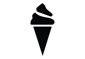 Ice cream black silhouette icons set on white. Balls in waffle cone, soft serve sundae in glass, popsicle on stick. ice cream design