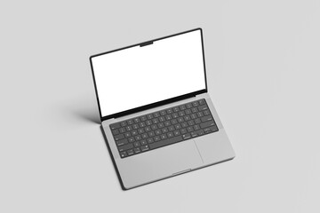 Laptop Mockup on white 3D rendering
