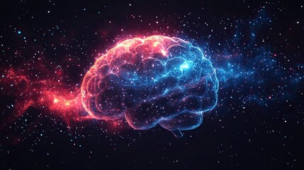 A profile graphic of a brain represents anatomy in the study of neurology, neuroscience, and biology research. This illustration symbolizes human psychology, mind development, and learning