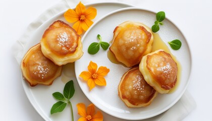 Delicious Beignets with Courgette and Flowers Garnish for Upscale Dining Experience