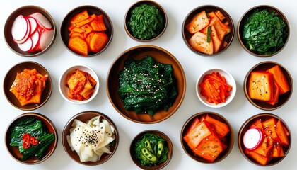 Colorful Banchan Side Dishes Served in Bowls for Upscale Dining Experience