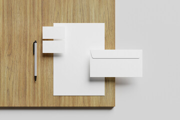 Stationery Branding mockups on white 3D rendering
