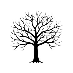 Obraz premium Tree without leaves silhouette | vector silhouette illustration on white background