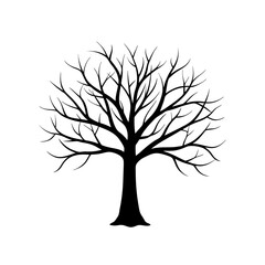 Obraz premium Tree without leaves silhouette | vector silhouette illustration on white background