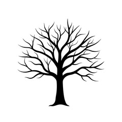 Tree without leaves silhouette | vector silhouette illustration on white background