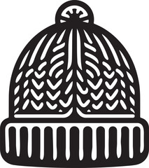 Knit winter hat silhouette vector in EPS format, ideal for seasonal designs, cozy fashion projects, and winter-themed artwork. High-quality and scalable graphic.