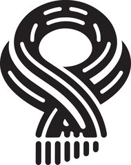 Winter scarf silhouette vector in EPS format, perfect for seasonal designs, cozy fashion illustrations, and winter-themed projects. High-quality and scalable graphic.