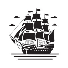 Set of Silhouette Business Ship vector illustration. Transport boat silhouette vector. Highly Detailed Boat Silhouettes Ship Silhouette