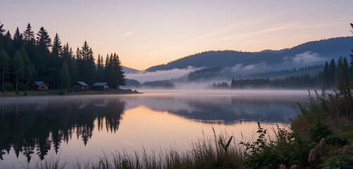 Fototapeta premium Quiet Lakeside at Dawn 