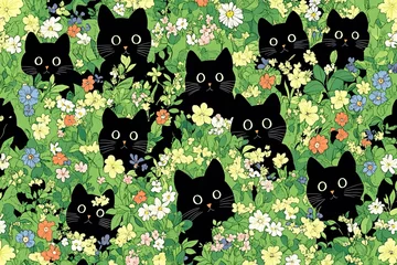 Gardinen Tiere Muster  pattern with cats  © rushay