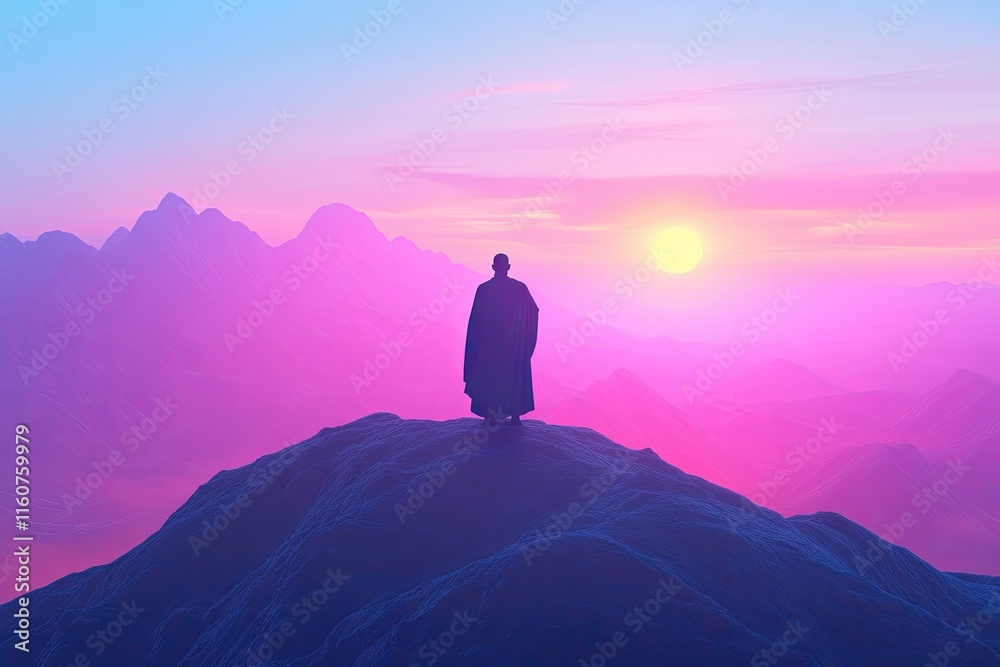 Wall mural silhouette of a person in the mountains