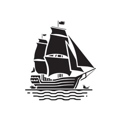 Set of Silhouette Business Ship vector illustration. Transport boat silhouette vector. Highly Detailed Boat Silhouettes Ship Silhouette