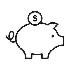 Piggy bank vector icon with a dollar symbol, signifying wealth management. Editable stroke. Vector illustration. EPS 10