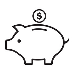 Piggy bank vector icon with a dollar symbol, signifying wealth management. Editable stroke. Vector illustration. EPS 10