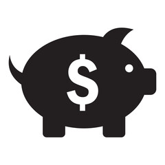 Piggy bank icon on a white background. Money saving symbol with a pig and coin. Financial savings concept. Vector illustration.
