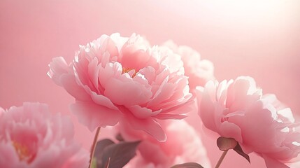 Fototapeta premium A close-up photograph of pink peonies in bloom.