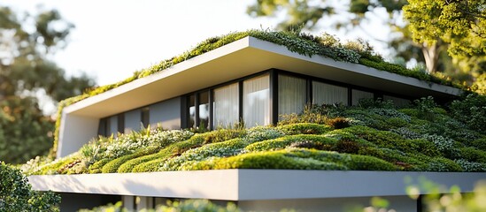 Fototapeta premium Modern Green Roof Architecture: Sustainable Home Design