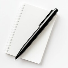 Naklejka premium Black pen resting on a blank notepad ready for writing and planning ideas