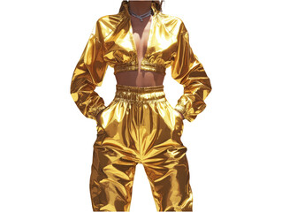Stylish Metallic Jumpsuit with Accents in 3D Rendered Setting