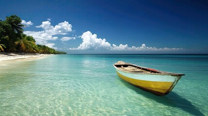 A speedboat in the Caribbean Sea, Dominican Republic. 