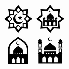 Fototapeta premium Islamic Mosque Icon Bundle for Vector Design.